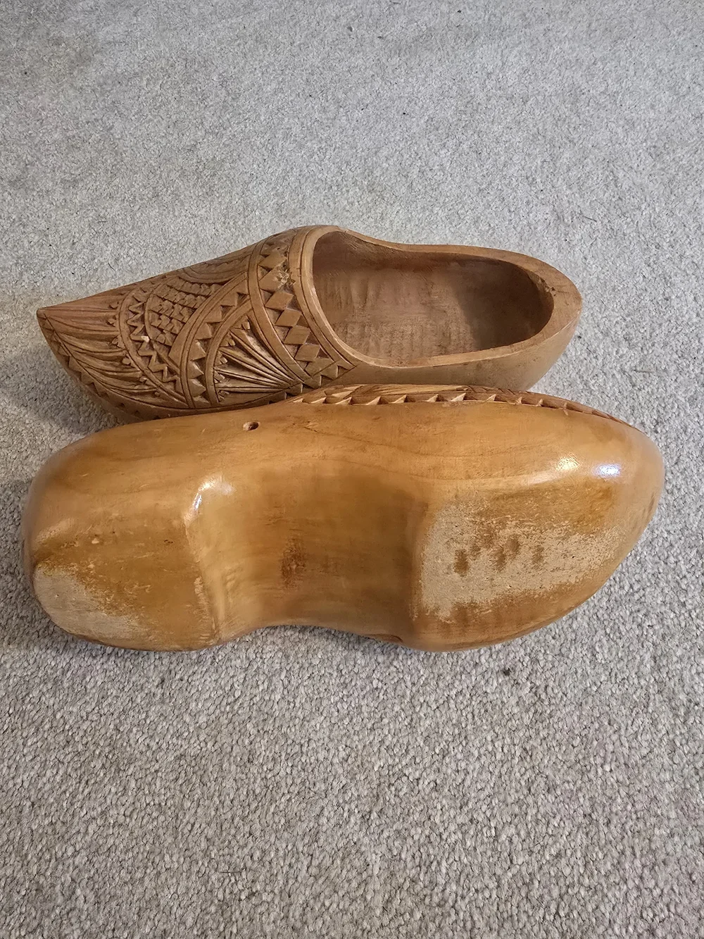 Vintage Hand-Carved Wooden Moroccan Shoes